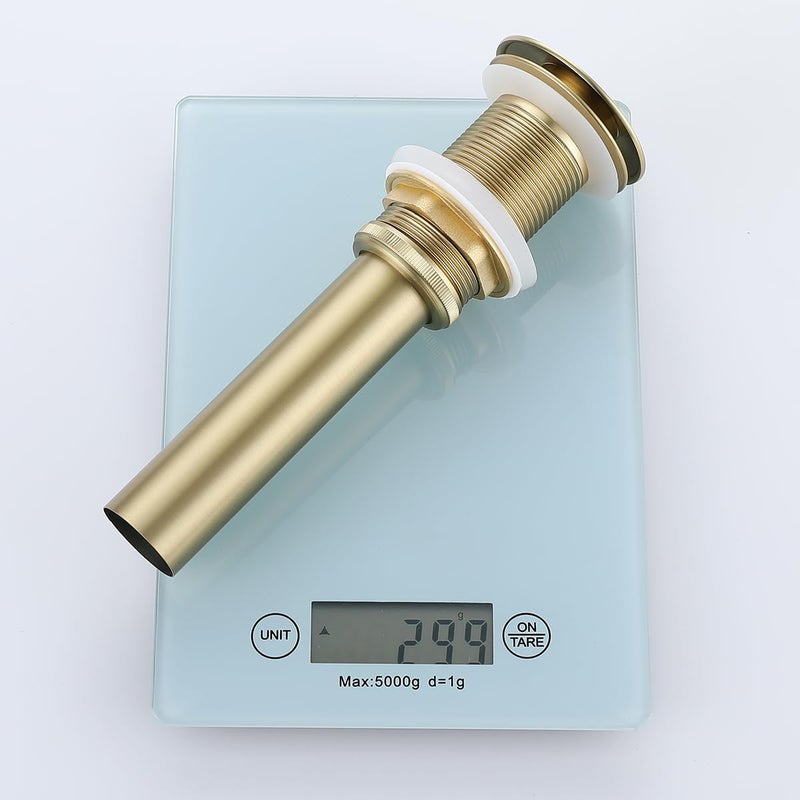 RANDOM Brushed Gold Sink Drain Stopper Without Overflow Bathroom Pop Up Drain Faucet Assembly Stopper for Vessel Vanity Sink Solid Brass RD83001BG. - Image 4